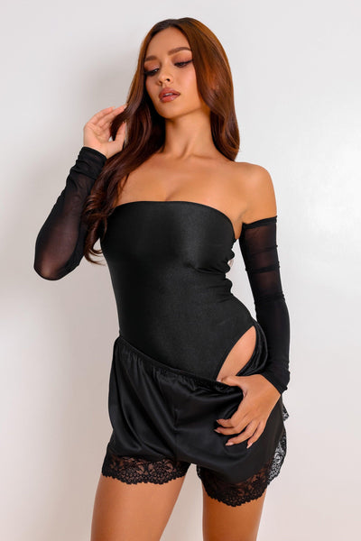 Hallie Shorts Silken Set - Black