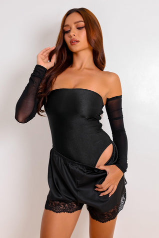 Hallie Shorts Silken Set - Black