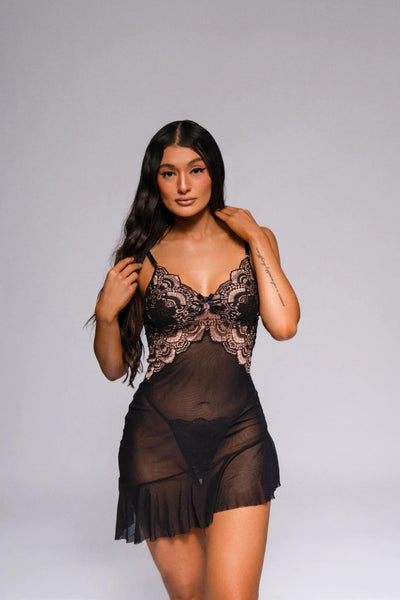Helen Babydoll Set - Schwarz
