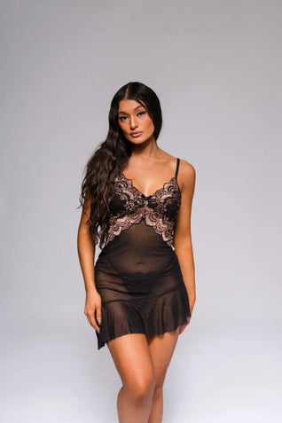Helen Babydoll Set - Schwarz