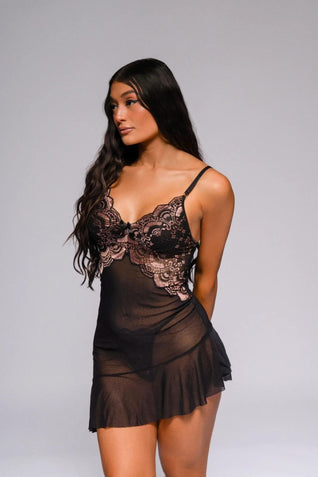Helen Babydoll Set - Schwarz