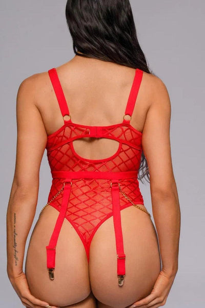Je t’aime Plaid Bodysuit - Rot