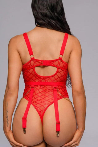 Je t’aime Plaid Bodysuit - Rot