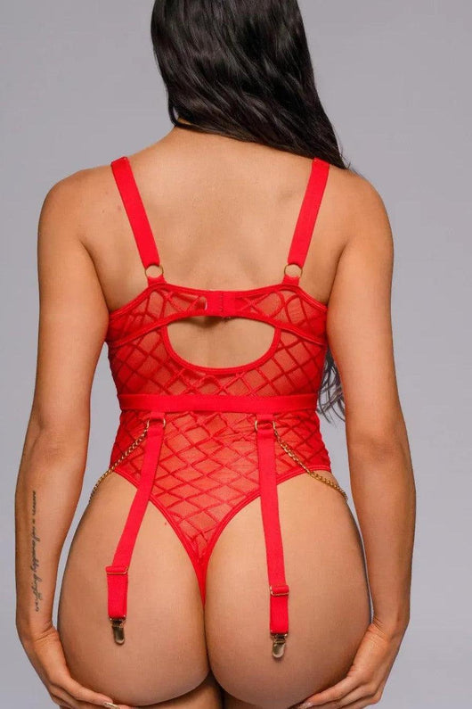 Je t’aime Plaid Bodysuit - Rot