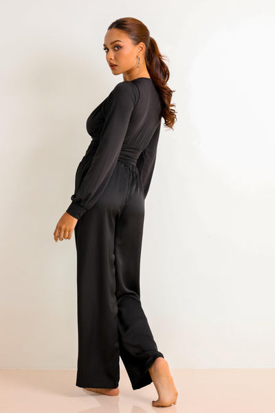 Love & Desire Signature Satin Pants Set - Black