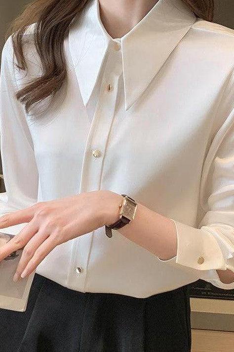 Marcella Spitzkragenbluse - Weiß