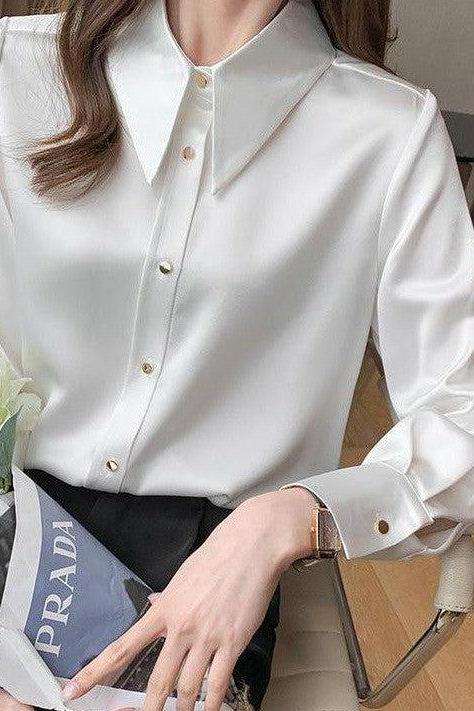 Marcella Spitzkragenbluse - Weiß