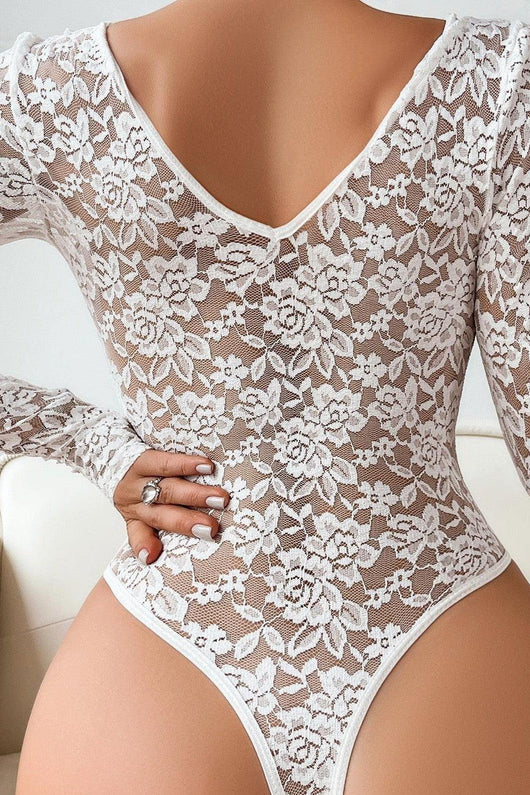Mckayla Langarm-Bodysuit - Weiß