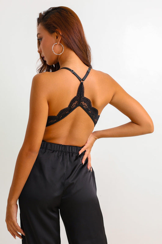 Melinda Signature Satin Pants Set - Black