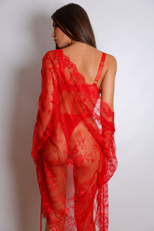 Regina Signature Lace Robe Set - Red