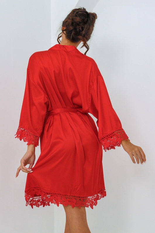 Signature Satin Robe - Red